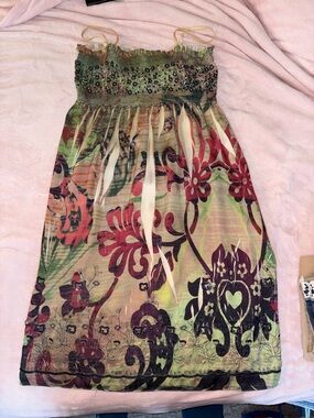 Lapis Floral Smocked Midi Skirt in Green and Burgundy